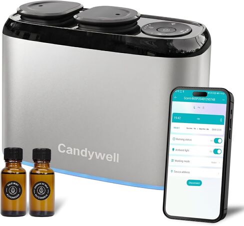 Smart Essential Oil Diffuser with Dual Nozzle & App Control, Waterless Diffuser for 1500 Sq Ft, with 4 Timer & 4 Mist Levels, Hotel Scent Diffuser for Home & Office in Kuwait