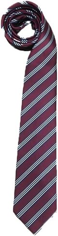 Unisex Striped Tie Classic Burgundy Striped Tie, Diagonal Pattern, Formal Neckwear in Kuwait
