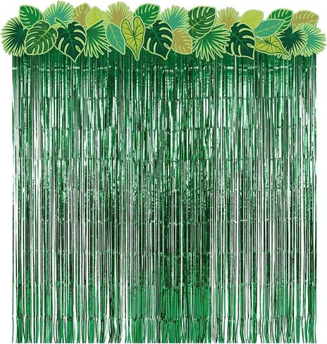 Amyhill VBS Decorations 2026, 2 Pcs Rainforest Palm Leaf Curtain and 26 Pcs Cards Vacation Bible School Rainforest Party Supplies Tropical Jungle Theme Decor in Kuwait