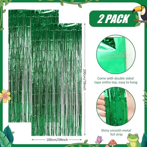 Amyhill VBS Decorations 2026, 2 Pcs Rainforest Palm Leaf Curtain and 26 Pcs Cards Vacation Bible School Rainforest Party Supplies Tropical Jungle Theme Decor in Kuwait