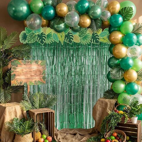 Amyhill VBS Decorations 2026, 2 Pcs Rainforest Palm Leaf Curtain and 26 Pcs Cards Vacation Bible School Rainforest Party Supplies Tropical Jungle Theme Decor in Kuwait