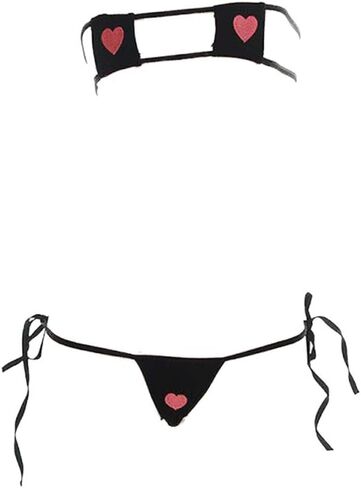 YOMORIO Womens Anime Cosplay Bikini Cute Bikini Top and Bottom Outfit Kawaii Bra and Panty (black) in Kuwait