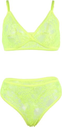 Womens Sheer Mesh Lingerie Set Deep V Lace Bodysuit with Sleeve Elastic Trim Plus Size Teddy Bra and Panty in Kuwait