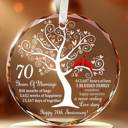 60th Wedding Anniversary Ornament for Couple, Wife, Husband or Parents, Unique Diamond Ideas, Elegant Christmas Decor to Celebrate a Lifetime of Love in Saudi Arabia