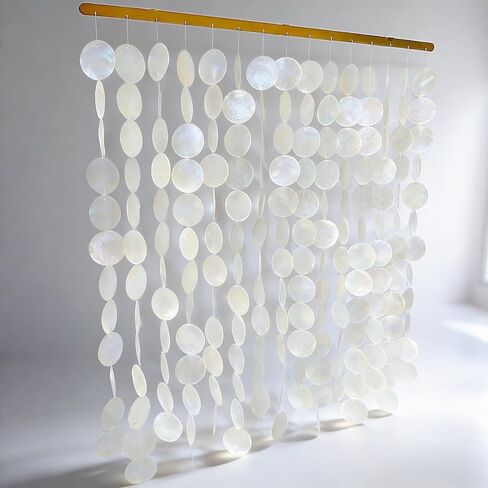 DHHOUSE 24x28 Inch Large Capiz Shell Wall Hanging, Handmade Sea Shell Wall Art with Stainless Steel Rail for Home Decor in Saudi Arabia