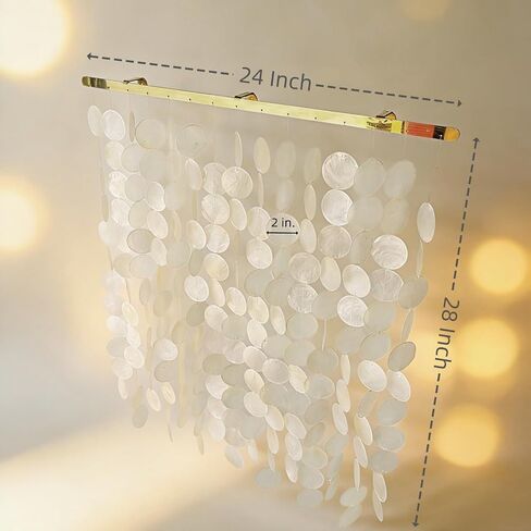 DHHOUSE 24x28 Inch Large Capiz Shell Wall Hanging, Handmade Sea Shell Wall Art with Stainless Steel Rail for Home Decor in Saudi Arabia