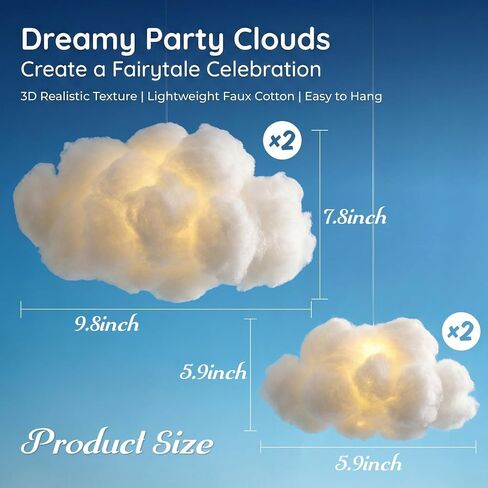 Cloud Ceiling Decor Hanging Clouds - MAQIHAN 3D Fake Clouds for Room Ceiling, White Cotton Clouds Decorations with Hooks for Baby Shower Party Classroom, Blue Sky Nursery Bedroom Hanging Decor in Kuwait