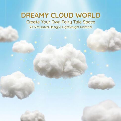 Cloud Ceiling Decor Hanging Clouds - MAQIHAN 3D Fake Clouds for Room Ceiling, White Cotton Clouds Decorations with Hooks for Baby Shower Party Classroom, Blue Sky Nursery Bedroom Hanging Decor in Kuwait