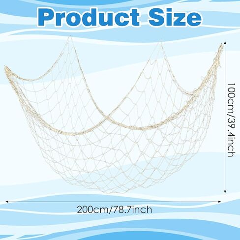 6Pcs fish net decorations Natural fishing net decor scallop beach Party Decoration Luau Tropical Nautical Beach Table Cover ocean Theme Decor for Party Home Bedroom Wall Hanging Nets in Kuwait
