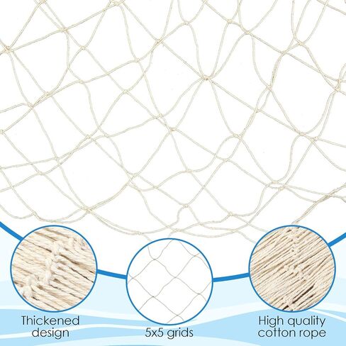 6Pcs fish net decorations Natural fishing net decor scallop beach Party Decoration Luau Tropical Nautical Beach Table Cover ocean Theme Decor for Party Home Bedroom Wall Hanging Nets in Kuwait