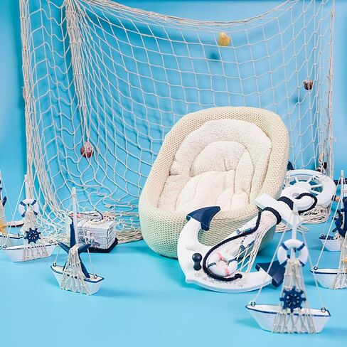 6Pcs fish net decorations Natural fishing net decor scallop beach Party Decoration Luau Tropical Nautical Beach Table Cover ocean Theme Decor for Party Home Bedroom Wall Hanging Nets in Kuwait
