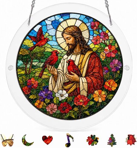 8.9 Inches Wildflower Puzzle Suncatcher, DIY Acrylic Stained Glass Style Window Hanging Decor, Butterfly Meadow Sun Catcher Puzzle Gift for Women in Saudi Arabia