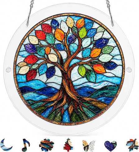 8.9 Inches Wildflower Puzzle Suncatcher, DIY Acrylic Stained Glass Style Window Hanging Decor, Butterfly Meadow Sun Catcher Puzzle Gift for Women in Saudi Arabia
