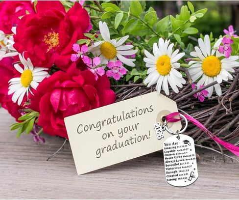 2026 Graduation Gifts Keychain with Inspirational Bible Verses, Faith Based Senior Gift for Her Him, Christian Graduate Encouragement Gift, Blue Velvet Pouch & Gift Box in Saudi Arabia
