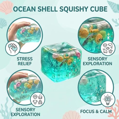 Seashell Squishies, Ice Cube Fidget, Sensory Stress Relief Tool for Focus and Anxiety, Office and Travel Sensory Tool, A Reliable Choice for Friends' Gifts in Saudi Arabia