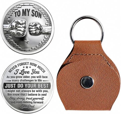 To My Son I Believe In You Pocket Hug, Encouragement Coin Keychain Keepsake From Dad Inspirational Accessory Gift Jewelry in Saudi Arabia
