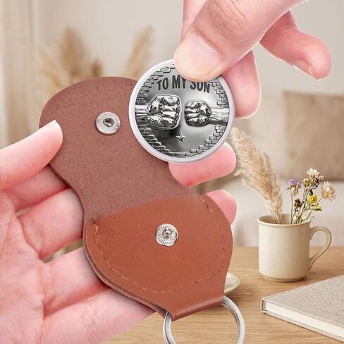 To My Son I Believe In You Pocket Hug, Encouragement Coin Keychain Keepsake From Dad Inspirational Accessory Gift Jewelry in Saudi Arabia