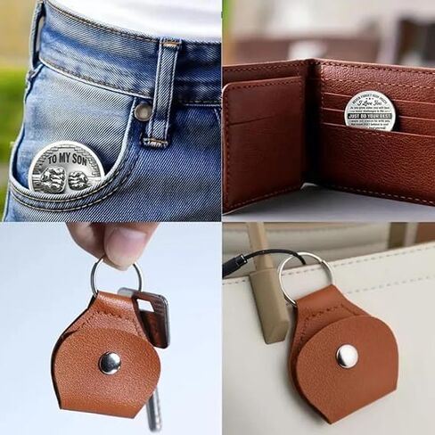 To My Son I Believe In You Pocket Hug, Encouragement Coin Keychain Keepsake From Dad Inspirational Accessory Gift Jewelry in Saudi Arabia