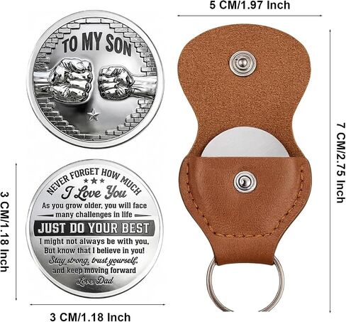 To My Son I Believe In You Pocket Hug, Encouragement Coin Keychain Keepsake From Dad Inspirational Accessory Gift Jewelry in Saudi Arabia