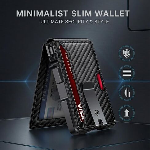 SakerPlus Wallet Anti-Theft Aluminum Alloy Card Holder, Wallet for Men, Slim Minimalist Metal Wallet, RFID Blocking Style Card Case, Front Pocket Design (black) in Kuwait