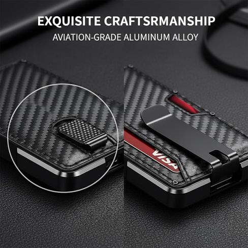 SakerPlus Wallet Anti-Theft Aluminum Alloy Card Holder, Wallet for Men, Slim Minimalist Metal Wallet, RFID Blocking Style Card Case, Front Pocket Design (black) in Kuwait