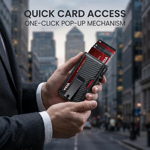 SakerPlus Wallet Anti-Theft Aluminum Alloy Card Holder, Wallet for Men, Slim Minimalist Metal Wallet, RFID Blocking Style Card Case, Front Pocket Design (black) in Kuwait