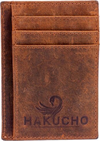 RFID Blocking Slim Wallet for Men, Genuine Leather Front Pocket Wallet, Thin Minimalist Bifold Wallet, Medium Size Card Holder, 4 cards Compact Credit Card & Cash Wallet in Saudi Arabia
