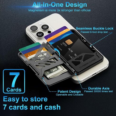 Magnetic Wallet with RFID Blocking, for MagSafe Wallet with Card Holder, Heavy Duty Magnetic Phone Wallet | Splash-proof | Scratch-resistant, Compatible with iPhone 17/16/15/14/13 Pro Max in Saudi Arabia