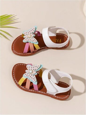 GORGLITTER Girl's Dress Sandals Butterfly Pearl Cute Summer Dressy Flat Sandals Beach Wedding Party Open Toe Slides Shoes in Kuwait