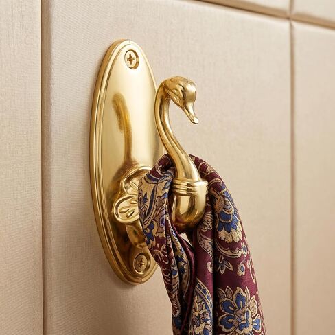 Curtain Tiebacks – Pair of Vintage Swan Style Gold Curtain Holdbacks, Swan Decor Drapery Tieback Hooks, Brass Curtain Holdbacks, Vintage Curtain Tiebacks Hooks for Window Treatment in Saudi Arabia
