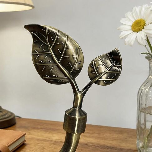 Antique Brass Curtain Tiebacks, 2PCS Leaf Shaped Metal Curtain Holdbacks - Handmade Wall Hook for Drapes, Window Home Decoration & Pull Backs in Saudi Arabia