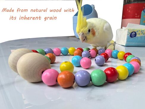 2 Pack Wood Bead Curtain Tiebacks, Colorful Boho Decorative Magnetic Curtain Holdbacks with Strong Nickel Plated Magnets, No Drill Window Treatment Ties for Nursery, Kids Room, Farmhouse Decor in Saudi Arabia