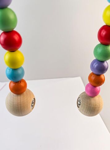2 Pack Wood Bead Curtain Tiebacks, Colorful Boho Decorative Magnetic Curtain Holdbacks with Strong Nickel Plated Magnets, No Drill Window Treatment Ties for Nursery, Kids Room, Farmhouse Decor in Saudi Arabia