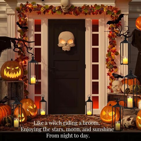 17"+19"+22" Large Metal Black Candle Lanterns Set with Flameless LED Candles, Decorative Outdoor Indoor Lanterns for Patio Porch Garden Home Floor Decor, Halloween Christmas Decorations in Kuwait