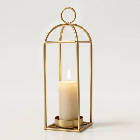 12.3" Outdoor Decorative Lanterns, Metal Candle Lanterns, Farmhouse Lantern Decor, Antique Gold Iron Lantern Candle Holders for Fireplace Mantel, Table Centerpiece,Home Decor in Saudi Arabia
