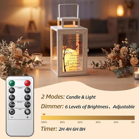 EdelseeLake Memorial Lantern Sympathy Gifts for Loss of Loved One/Mom/Dad, Bereavement Memorial Gifts with Rememberance Card, Condolences Gift with Handle, LED Candle & Remote in Saudi Arabia