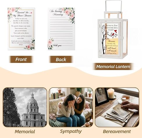 EdelseeLake Memorial Lantern Sympathy Gifts for Loss of Loved One/Mom/Dad, Bereavement Memorial Gifts with Rememberance Card, Condolences Gift with Handle, LED Candle & Remote in Saudi Arabia