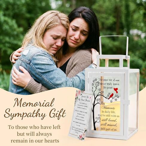EdelseeLake Memorial Lantern Sympathy Gifts for Loss of Loved One/Mom/Dad, Bereavement Memorial Gifts with Rememberance Card, Condolences Gift with Handle, LED Candle & Remote in Saudi Arabia