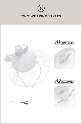 BABEYOND Fascinators Hats for Women - Tea Party British Derby Ladies Church Pillbox Hat with Veil for Bridal Wedding Party in Kuwait