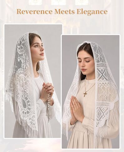4-Pack Catholic Veil, Triangle Catholic Veils for Women Mass, Soft Lace Mantilla with Fringed Edge, Chapel Prayer Scarf and Head Covering in Saudi Arabia