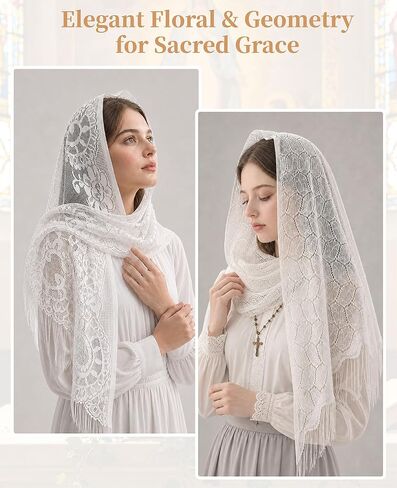 4-Pack Catholic Veil, Triangle Catholic Veils for Women Mass, Soft Lace Mantilla with Fringed Edge, Chapel Prayer Scarf and Head Covering in Saudi Arabia