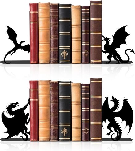 4 Pcs Floral Metal Bookends - Flowers Book Ends for Shelves Decorative, Home Office Desk Bookshelf Decor, Gift for Floral Lovers and Reading Enthusiasts, Reading Gifts for Women in Saudi Arabia