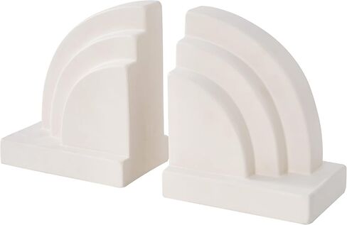 Concrete Bookends for Heavy Books - Heavy Duty 2-Piece Set for Shelves, Decorative Book Ends for Home Office Library, Non-Slip Base in Saudi Arabia
