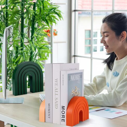 Set of 3 Boho Shelf Decoration Wooden Arch Decor Wood Rainbow Arch Mantel Book Ends for Table Living Room Office Nursery Home Aesthetic Decorations in Kuwait