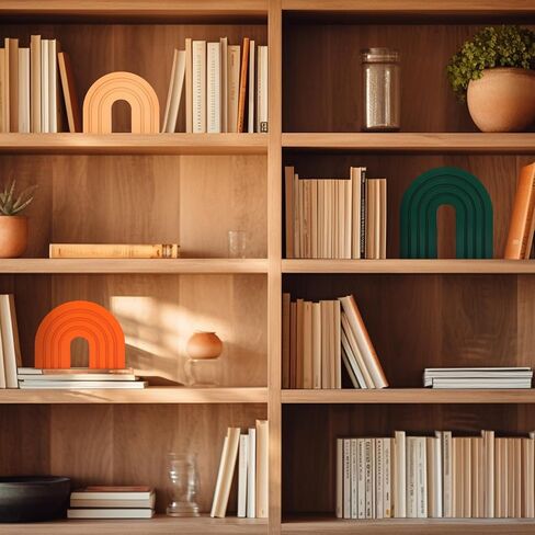 Set of 3 Boho Shelf Decoration Wooden Arch Decor Wood Rainbow Arch Mantel Book Ends for Table Living Room Office Nursery Home Aesthetic Decorations in Kuwait