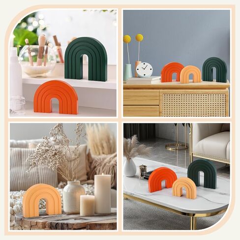 Set of 3 Boho Shelf Decoration Wooden Arch Decor Wood Rainbow Arch Mantel Book Ends for Table Living Room Office Nursery Home Aesthetic Decorations in Kuwait