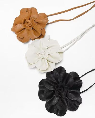 WENLOOY Women Boho PU Leather Big Flower Waist Belt Dresses Tie Bow Waist Band in Saudi Arabia