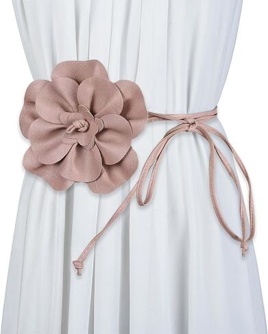WENLOOY Women Boho PU Leather Big Flower Waist Belt Dresses Tie Bow Waist Band in Saudi Arabia