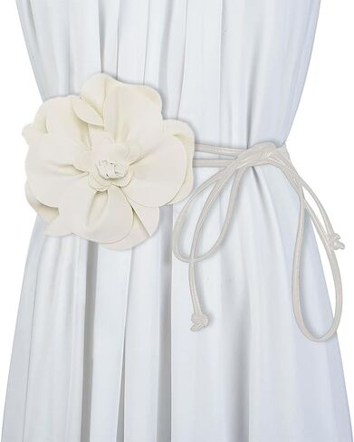 WENLOOY Women Boho PU Leather Big Flower Waist Belt Dresses Tie Bow Waist Band in Saudi Arabia