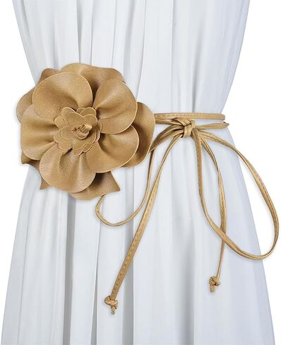 WENLOOY Women Boho PU Leather Big Flower Waist Belt Dresses Tie Bow Waist Band in Saudi Arabia